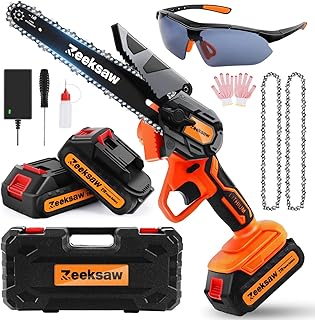 Mini Chainsaw Cordless 6 Inch, Zeeksaw Super Powerful Hand Saw with Battery, 1 Hour Run-Time Electric Chainsaw, Small Handheld Chainsaw for Wood Cutting Tree Trimming, Best Mini Chain Saw Cordless