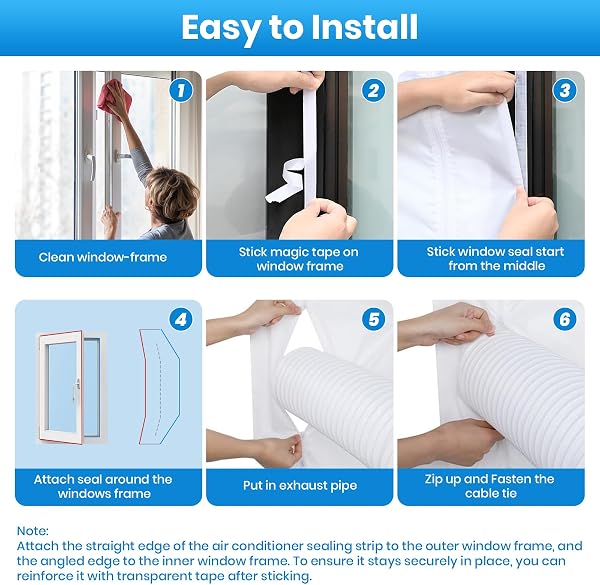 Kit Calfeutrage Climatiseur Mobile 500cm, Joint Fenêtre pour Climatiseur Mobile, Kit Fenêtre Clim pour Évacuation Climatiseurs Mobile, Fenêtres Battante, Oscillo-Battante, pour 1 Ou 2 Tuyaux - 5