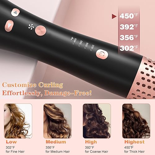 Miniatura 2 de Rizador automático de pelo automático con barril giratorio grande de 1 pulgada y 4 temperaturas y exclusivo ajuste de aire frío, rizador giratorio