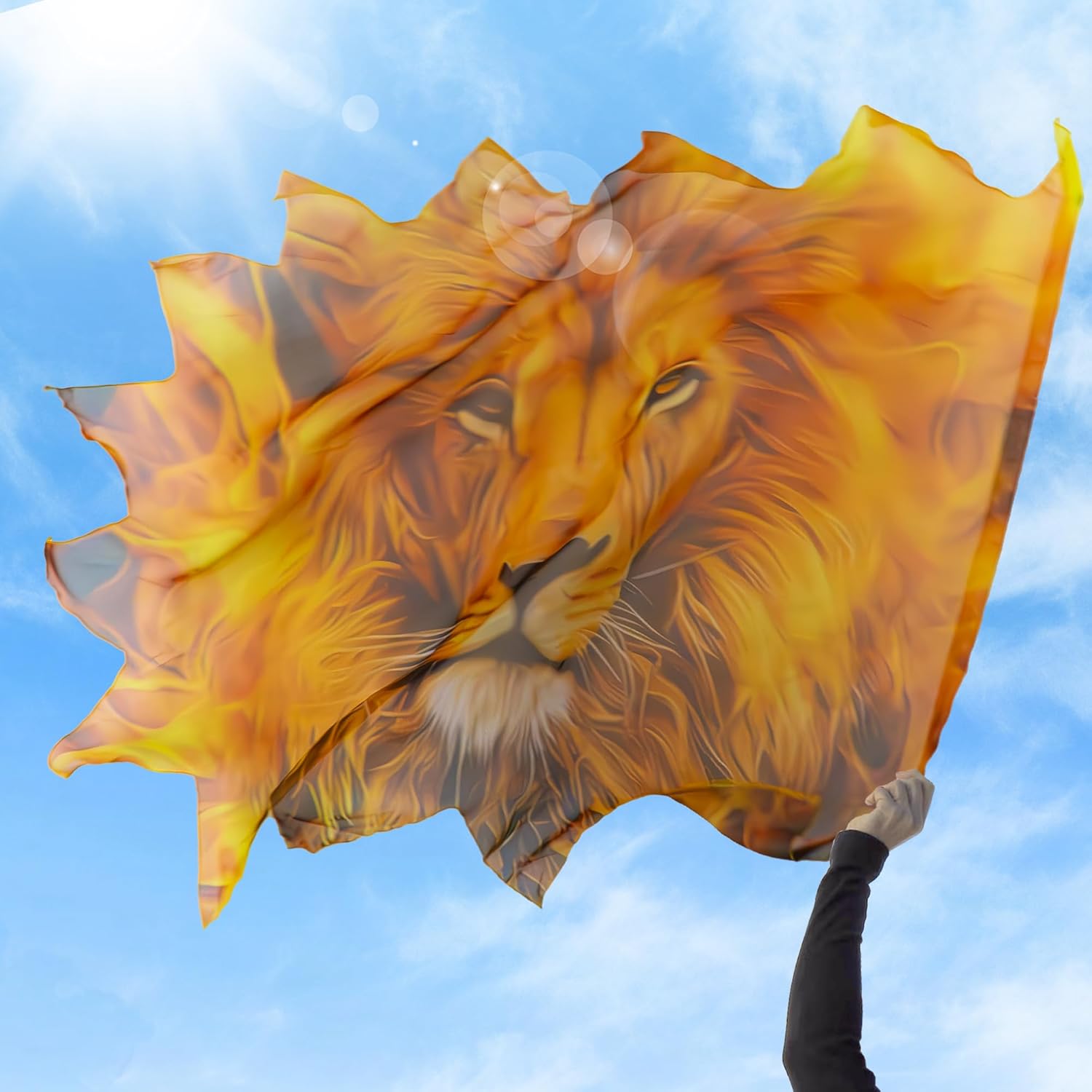 Wucheal 53''x 45'' Lightweight Prophetic Chiffon Flex Worship Flag,Lion Flame Dance Flags,Polygonal fire flags for worship dance SZ# Red White Black - Image 5