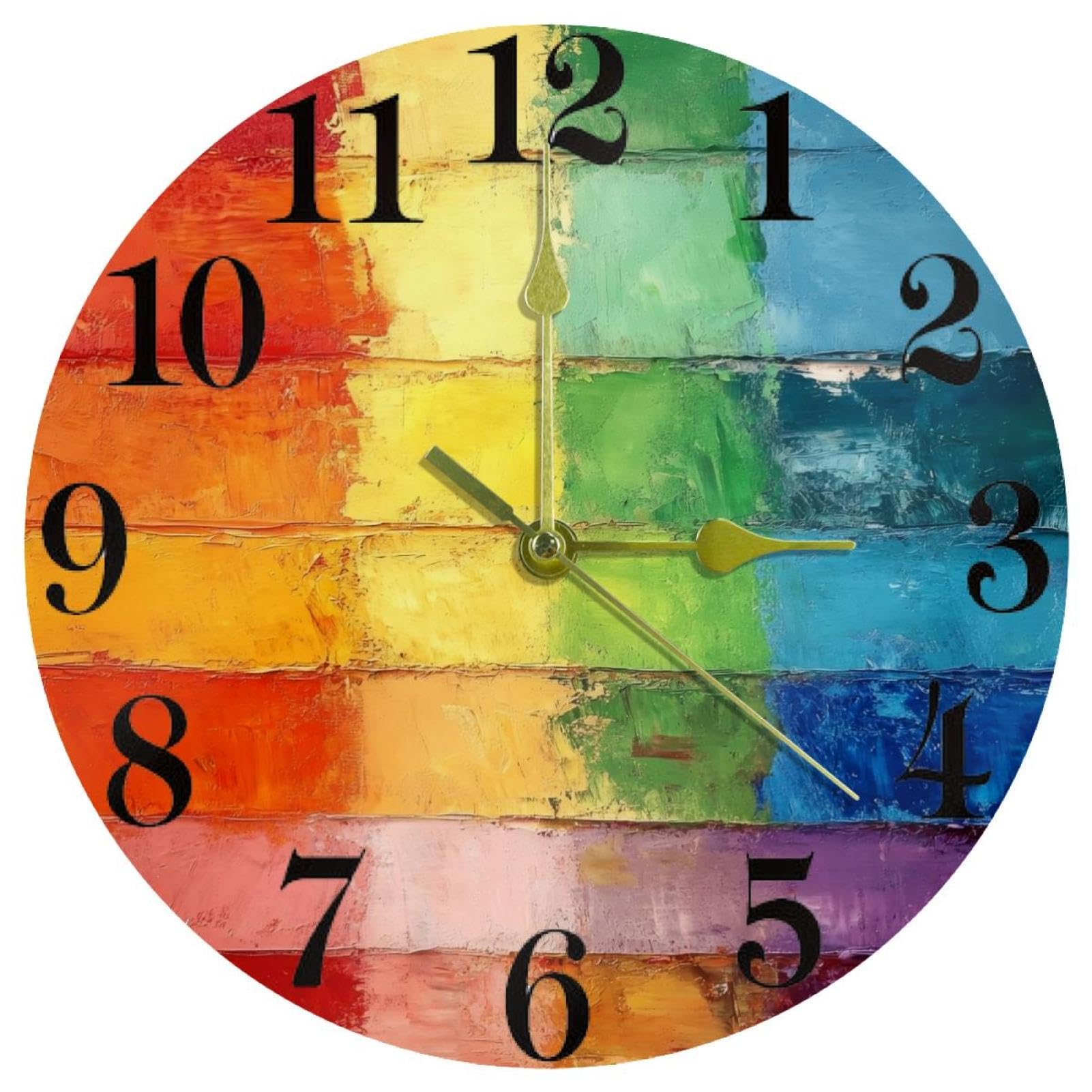 Horloge murale pour maison et cuisine au design multicolore rond et zen