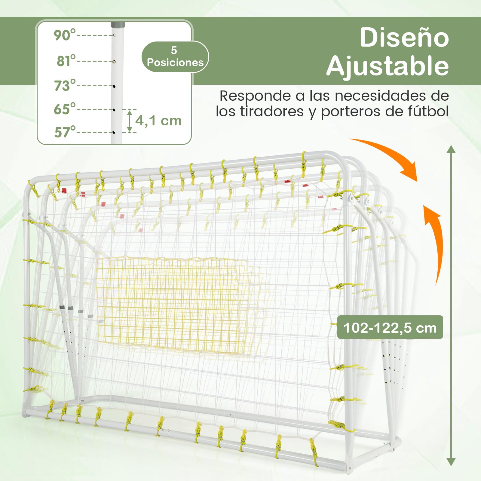 COSTWAY Porteria Futbol Niños, 187 X 122,5 cm, 2 en 1 Porteria Futbol Jardin con Red de Rebote Y Red de Fútbol, Ángulo Ajustable, para Niños y Adultos