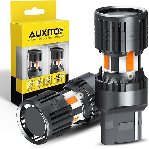 AUXITO Bombillas LED 7440 color amarillo ámbar de 4000 lúmenes para luces direccionales con resistencia incorporada, CANBUS sin errores, anti Hyper