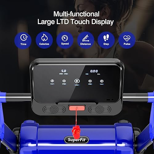 Miniatura 4 de SPORFIT Caminadora plegable, caminadora inclinada motorizada de 2.25 HP con pantalla táctil LED y altavoz Bluetooth, máquina portátil compacta para