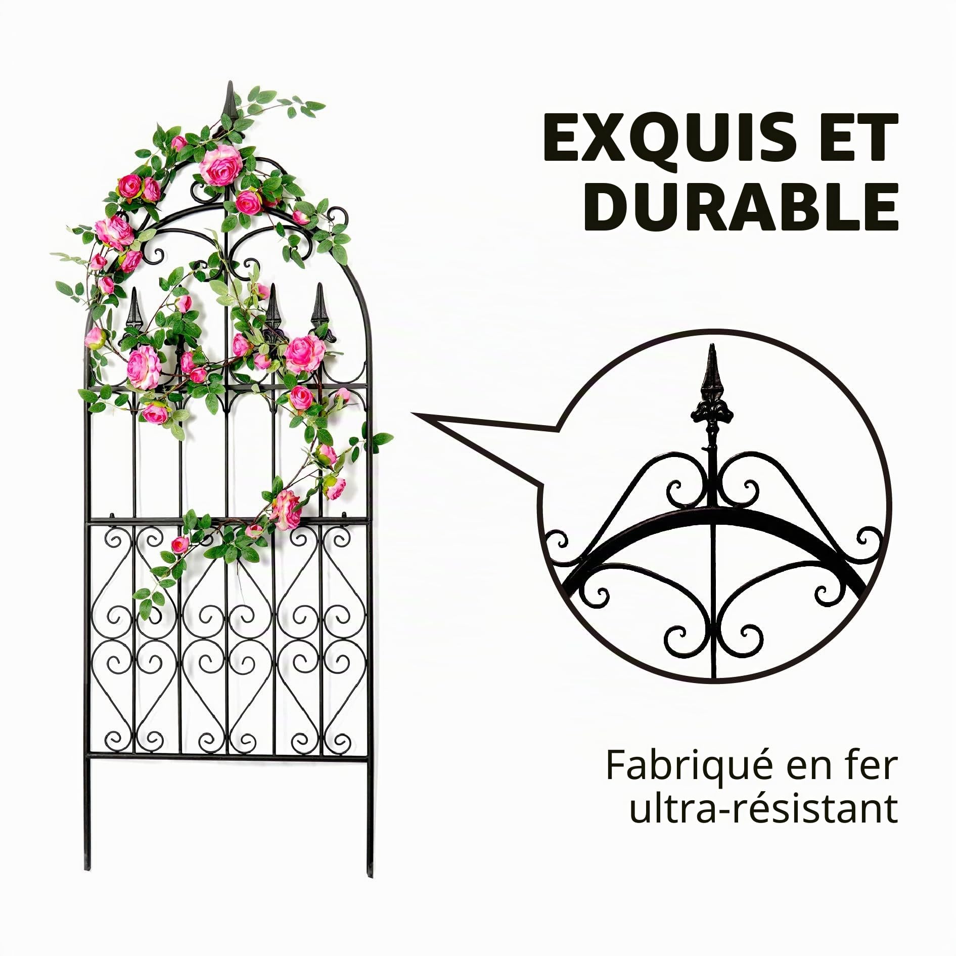 1 Treillis de Jardin 152 cm X 55 cm pour Plantes Grimpantes en Fil de Fer Métallique Support pour Plantes Grimpantes d'Extérieur