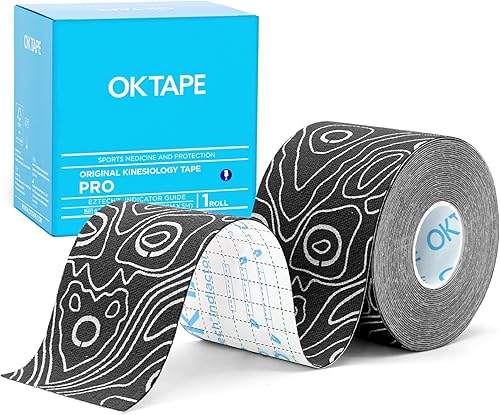 Vista 22 de OK TAPE PRO - Cinta de kinesiología, rollo de 2 pulgadas x largo de 16 pies, cinta elástica atlética terapéutica sin látex, beige + beige