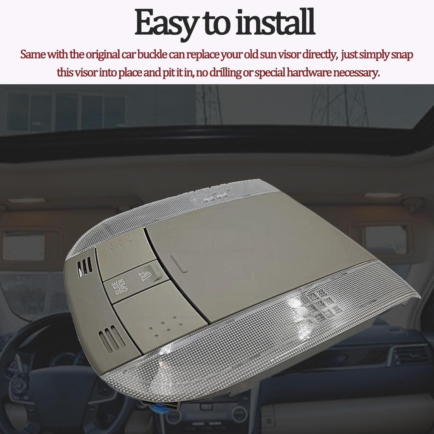 81260-02100-B0 Interior Overhead Sunroof Switch Console Map Lamp Dome Reading Light with Glasses Storage Interior Ceiling Console for Toyota Auris 2008-2011, for Toyota Corolla 2007-2013-grey