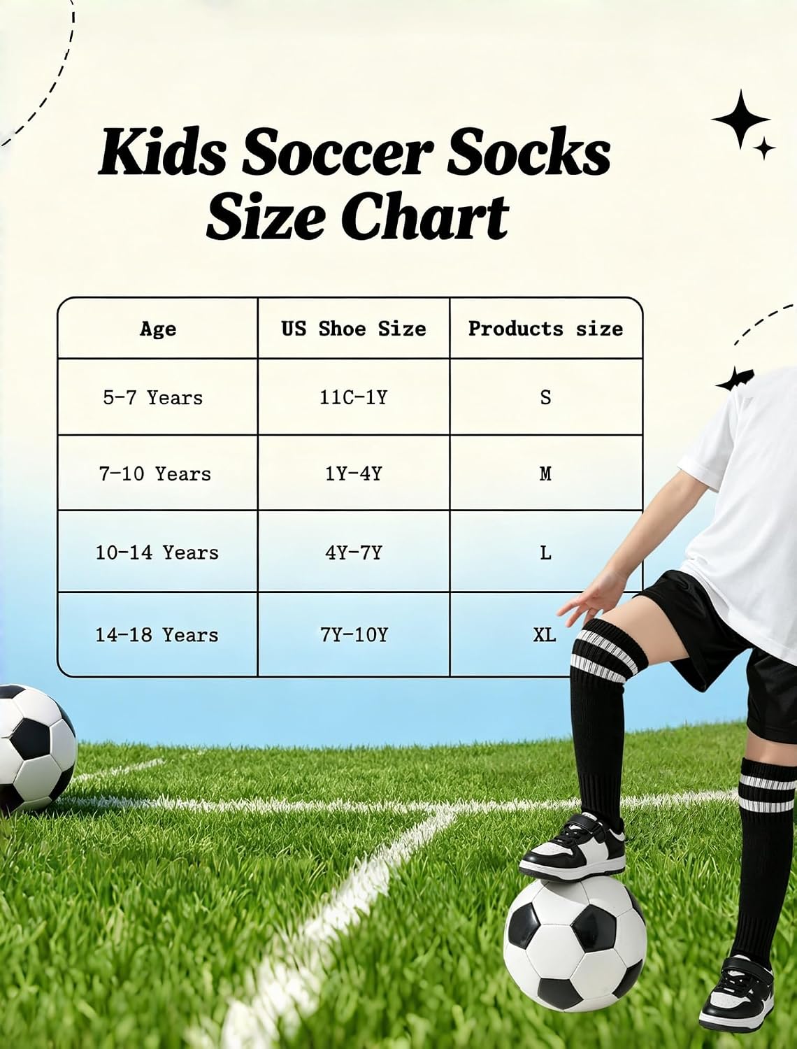 Kids Striped Soccer Socks Cushioned Athletic Socks Breathable Youth Knee High Sock for Boys and Girls