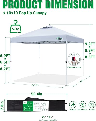 Miniatura 5 de Tienda de campaña desplegable de 10 x 10, parte superior con revestimiento plateado 300D, toldo desplegable instantáneo, refugio portátil con bolsa
