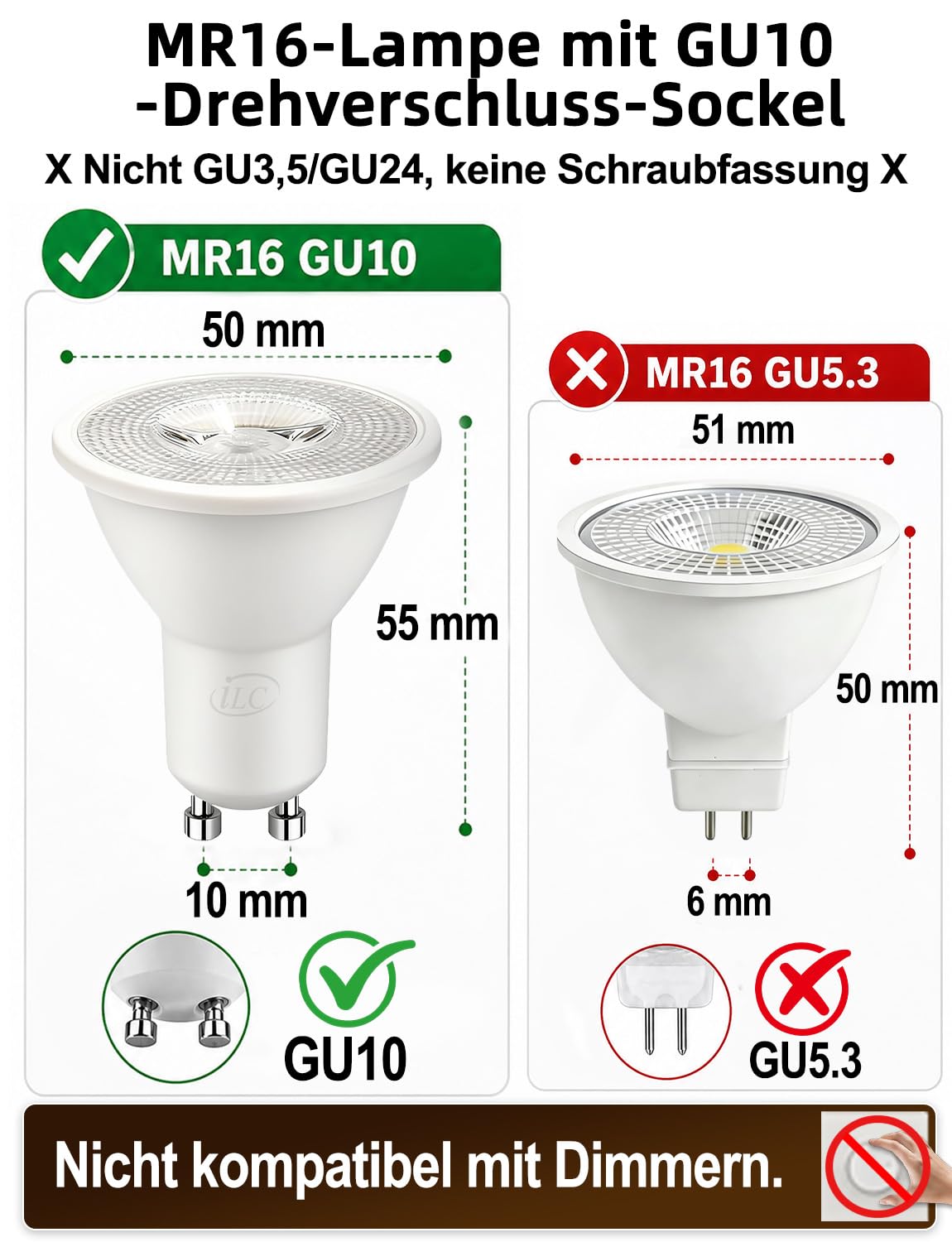iLC LED GU10 Farbwechsel Lampe, Led Spots Birne Reflektorlampe, 5W Dimmbar Warmweiß (2700K) RGB LED Leuchtmittel, 200 Lumen, Fernbedienung inklusive (8 Stück)