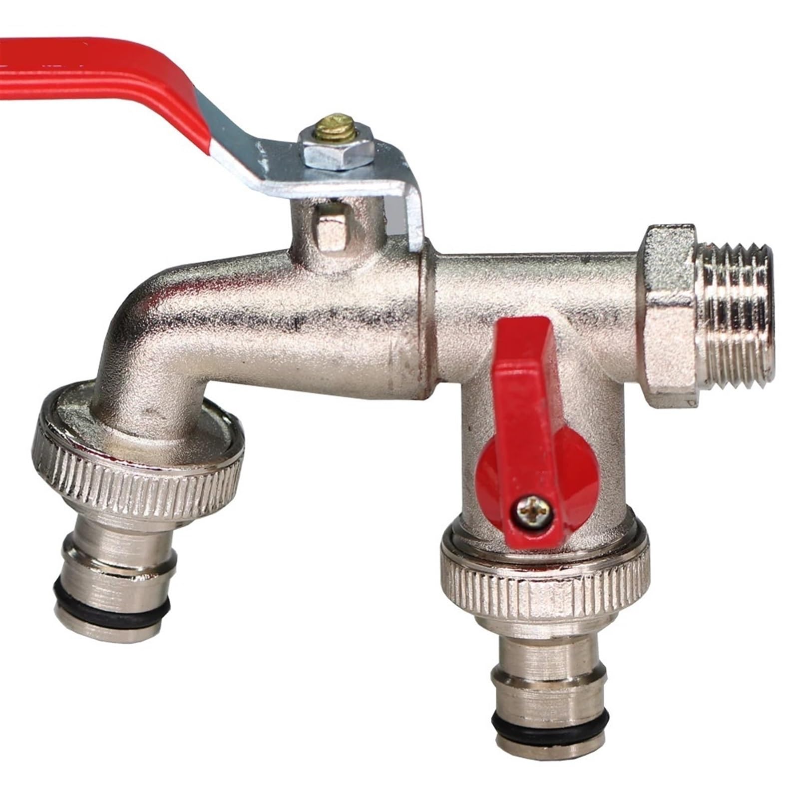 Conector divisor de grifo de jardín de latón de 2 vías, adaptador de grifo de riego para manguera exterior y accesorio de repuesto para tanque de agua, válvula duradera (1 unidad)