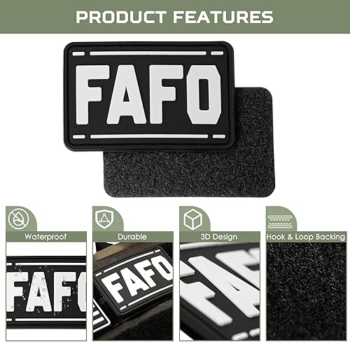 Miniatura 2 de FAFO - Parche de PVC  1 parche de Fuck Around and Find Out, divertido parche táctico, parche de gancho y bucle de moral militar para mochilas,