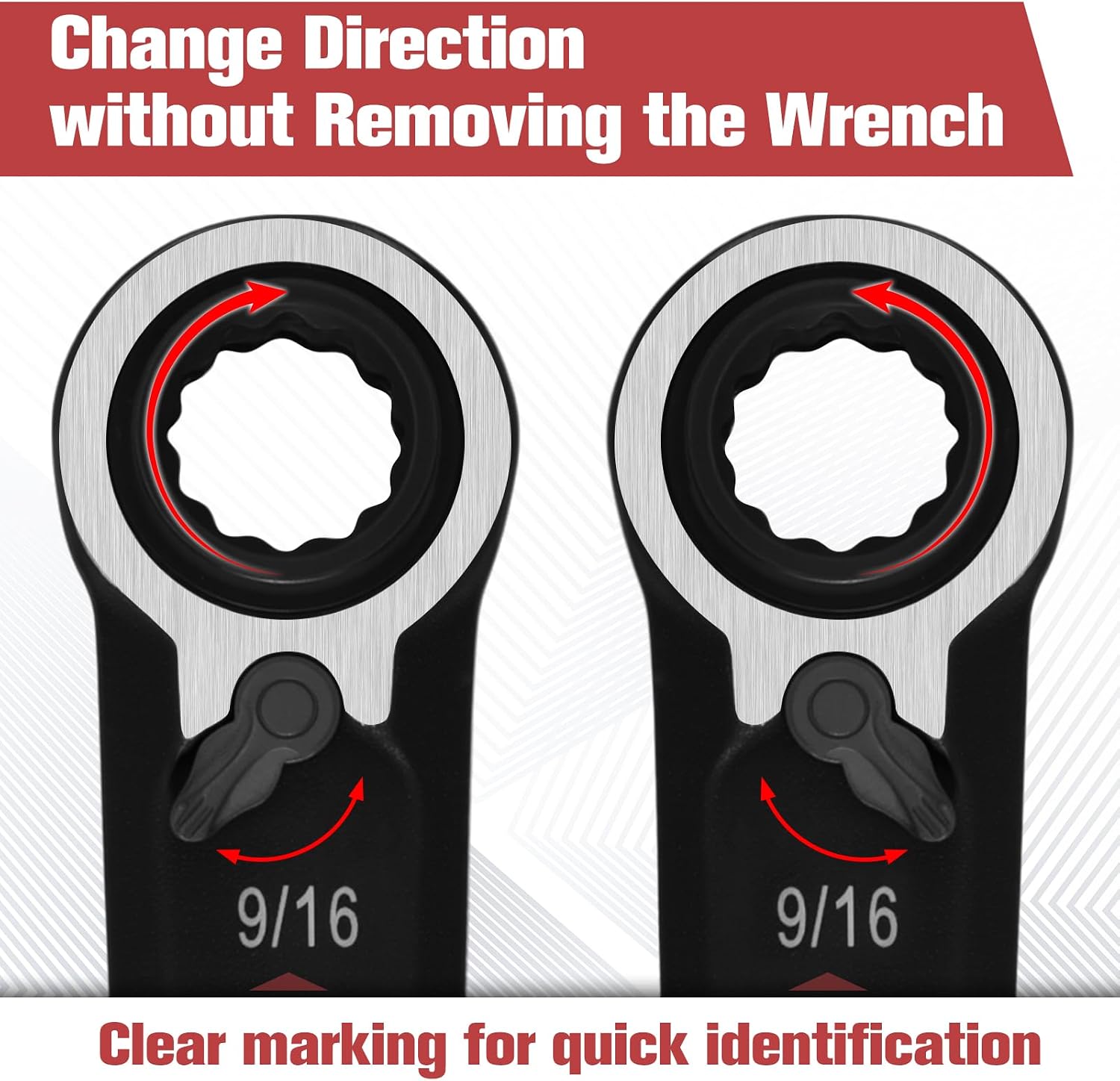 4-in-1 Reversible Ratcheting Box Wrench Set SAE 9/16"-3/4" image 3