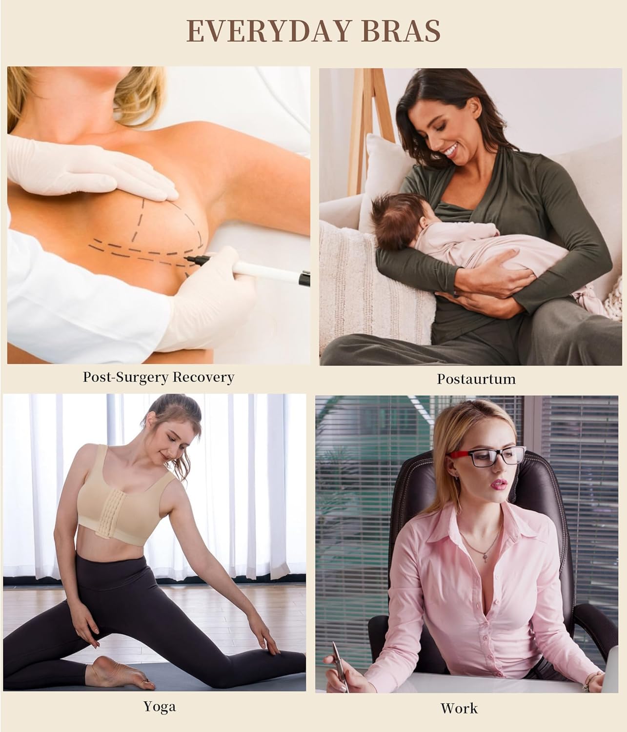 LANCS Wireless Front Closure Compression Bras for Women Post Surgery Mastectomy Everyday Bra with Adjustable Straps - Image 6