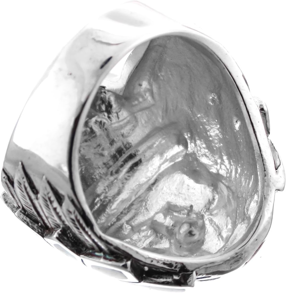 1 1/4" Wide Heavy Native American Indian Chief Paua Abalone Biker Motorcycle 925 Sterling Silver Ring