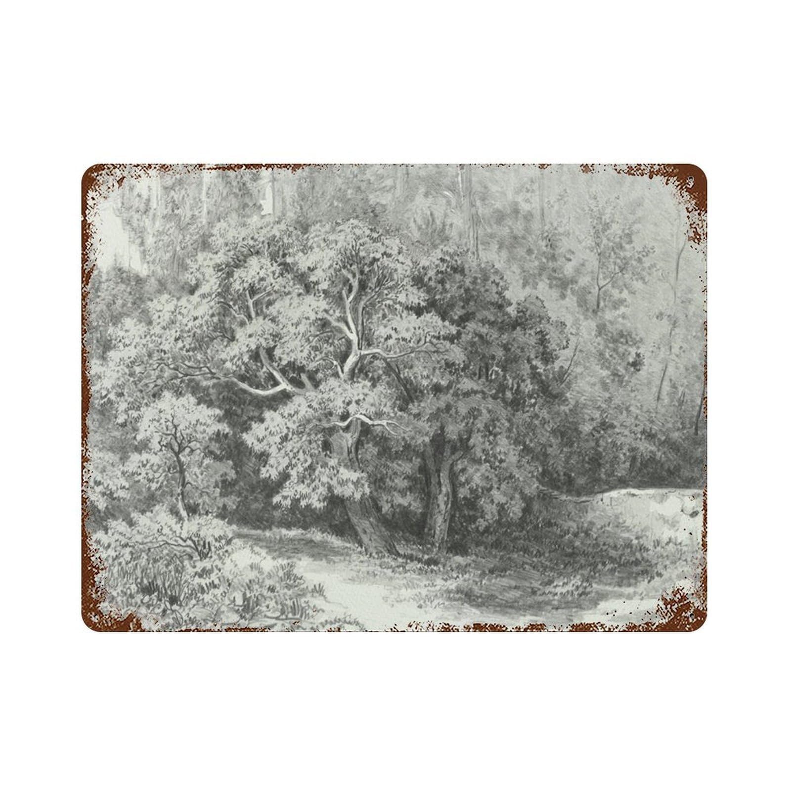xiaoxiaoshen Minimalist Neutral Tree Sketch, Vintage Drawing Wall Decor Art Metal Tin Poster Modern Home Decor Art Home Bar Shop Decorations Vintage Sign 30x40cm