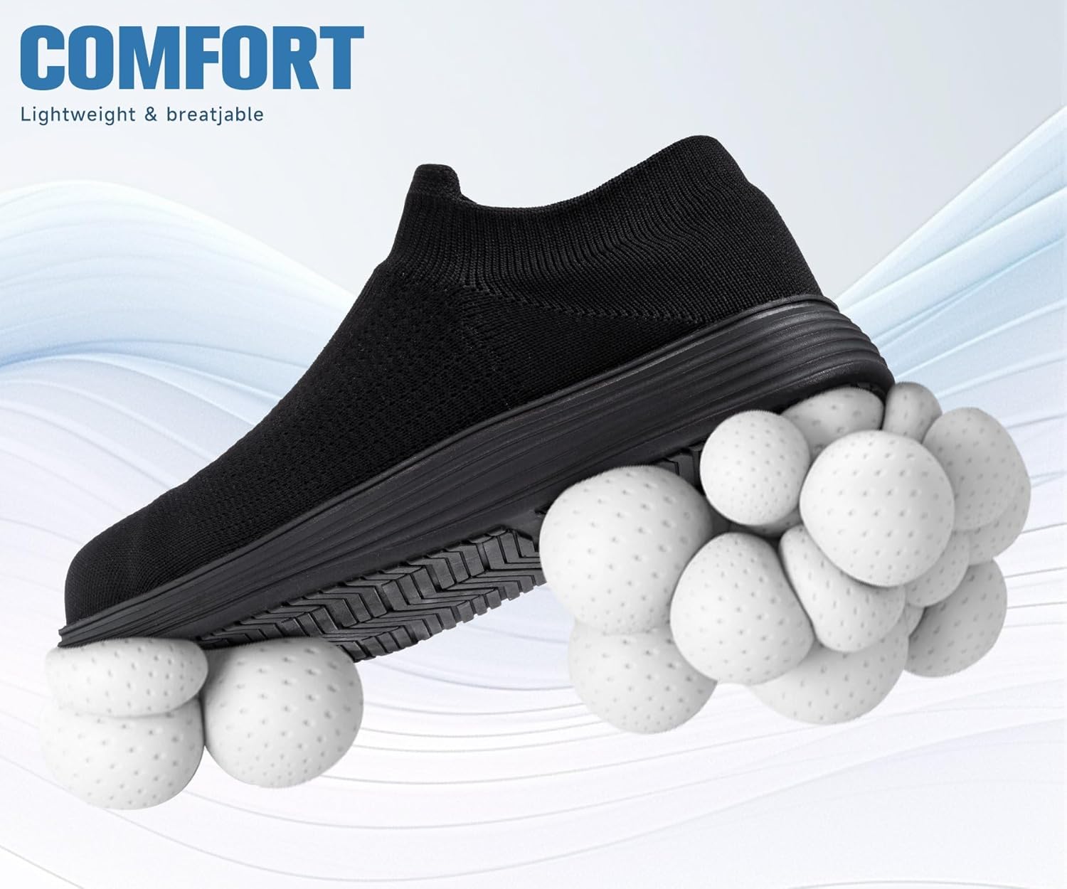 LARNMERN Slip on Steel Toe Shoes for Men Women Composite Toe Shoes Slip on Sneakers Work Safety Shoes Comfortable Lightweight Construction Running Walking Tennis Shoes