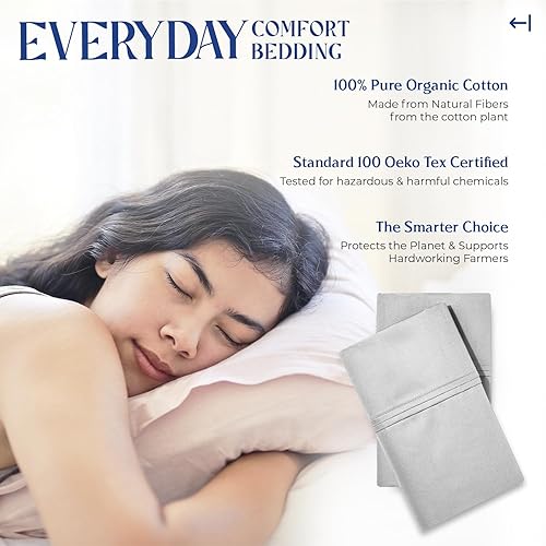 Miniatura 90 de Mayfair Linen Juego de sábanas de percal de 100 % algodón orgánico, suaves y frescas, con bolsillo profundo de 16 pulgadas, tamaño individual