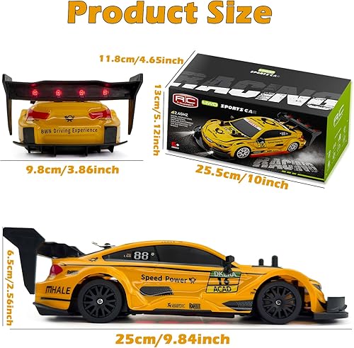 Miniatura 6 de 120 RC Drift Car 2.4GHz 4WD de alta velocidad Drift Vehículo de control remoto con luces LED y neumáticos a la deriva, baterías x2 autos de juguete