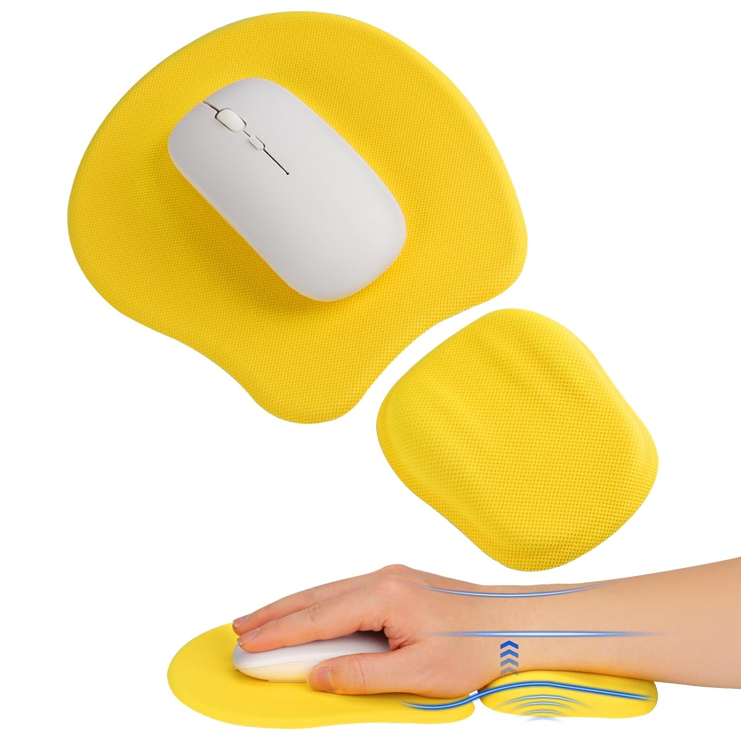 Ergonomic Mouse Pad with Wrist Support Memory Foam Wrist Rest Mouse Pad Set Relieves Wrist Pressure for Comfortable