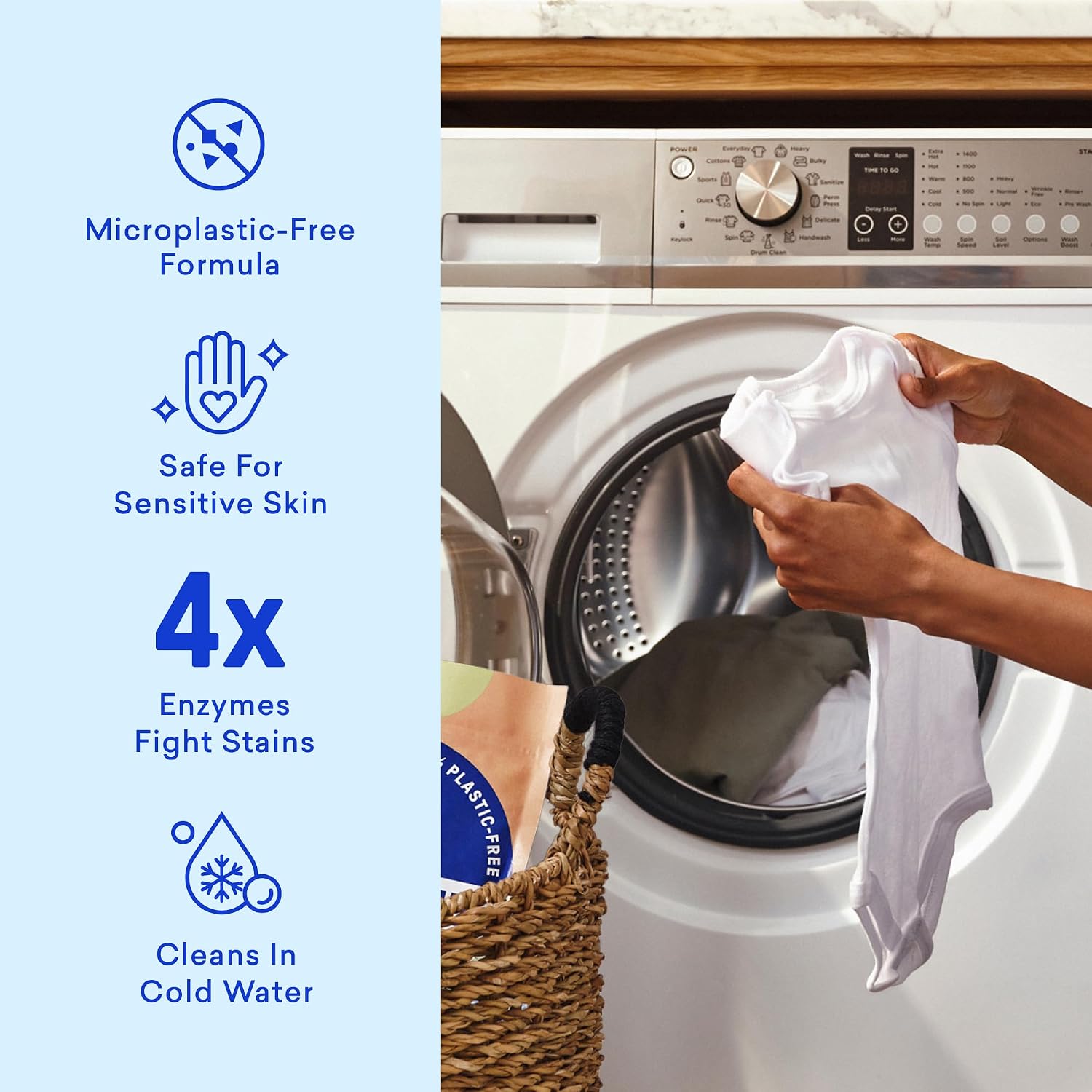 BLUELAND 100% Plastic-Free Laundry Detergent Tablets, 60ct, Fresh Dew