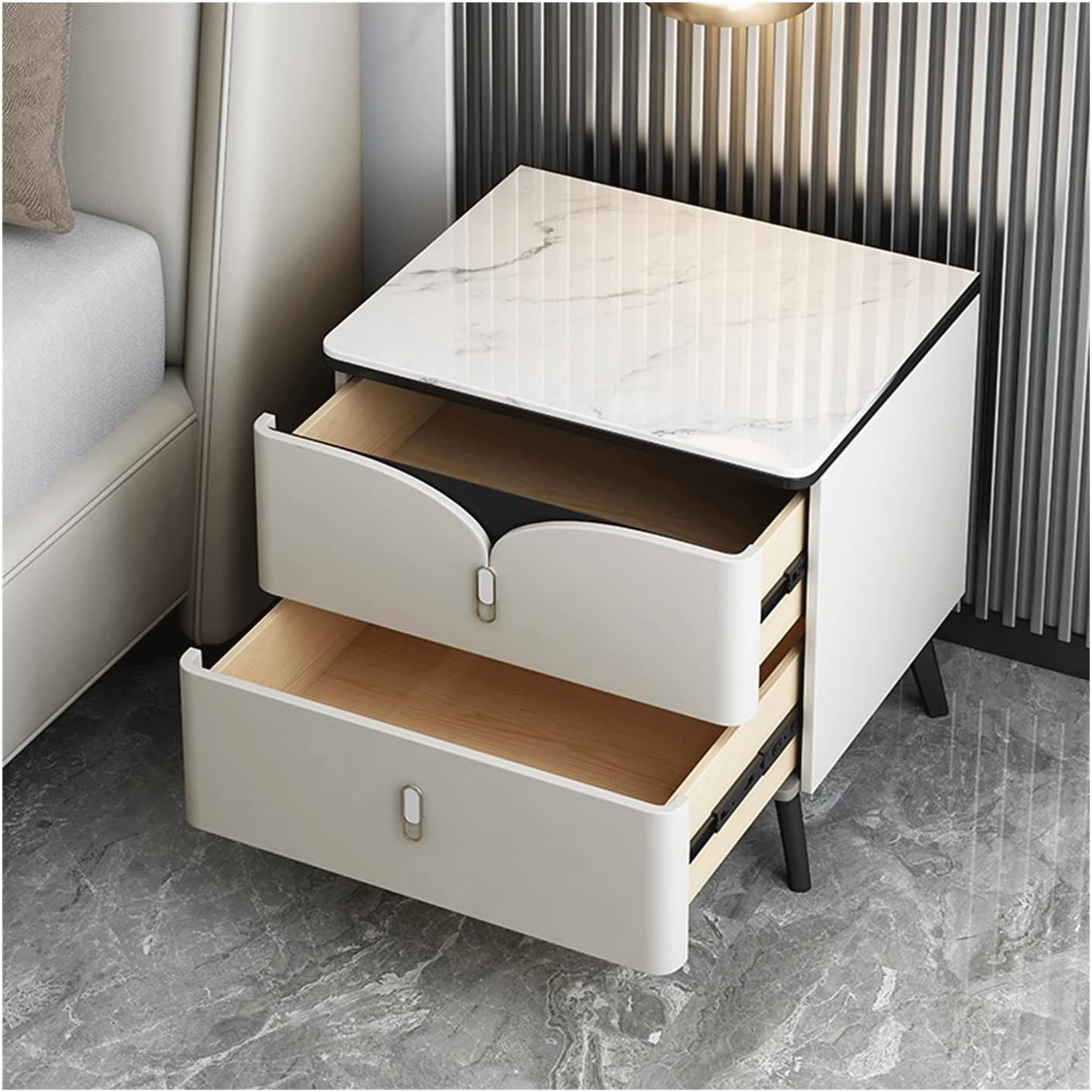 Drawer Dresser Bedside Table Small Slate Bedside Table Bedroom Bedside Table Texture Craft Bedside Table Bedside Table (Length : 15.7 inches, Style : 04) (3 15.7 inches)
