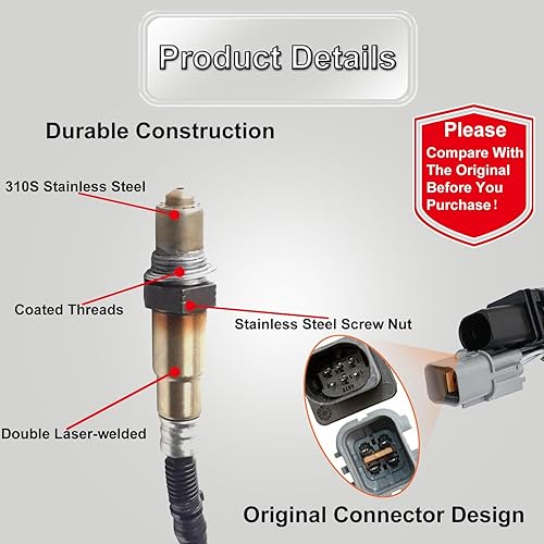 Miniatura 4 de Sensor de oxígeno Upstream & Downstream O2 Sensor 234-5055, 234-4568 apto para Hyundai Accent 2012-2014, para Hyundai Veloster 2012-2014, para Kia