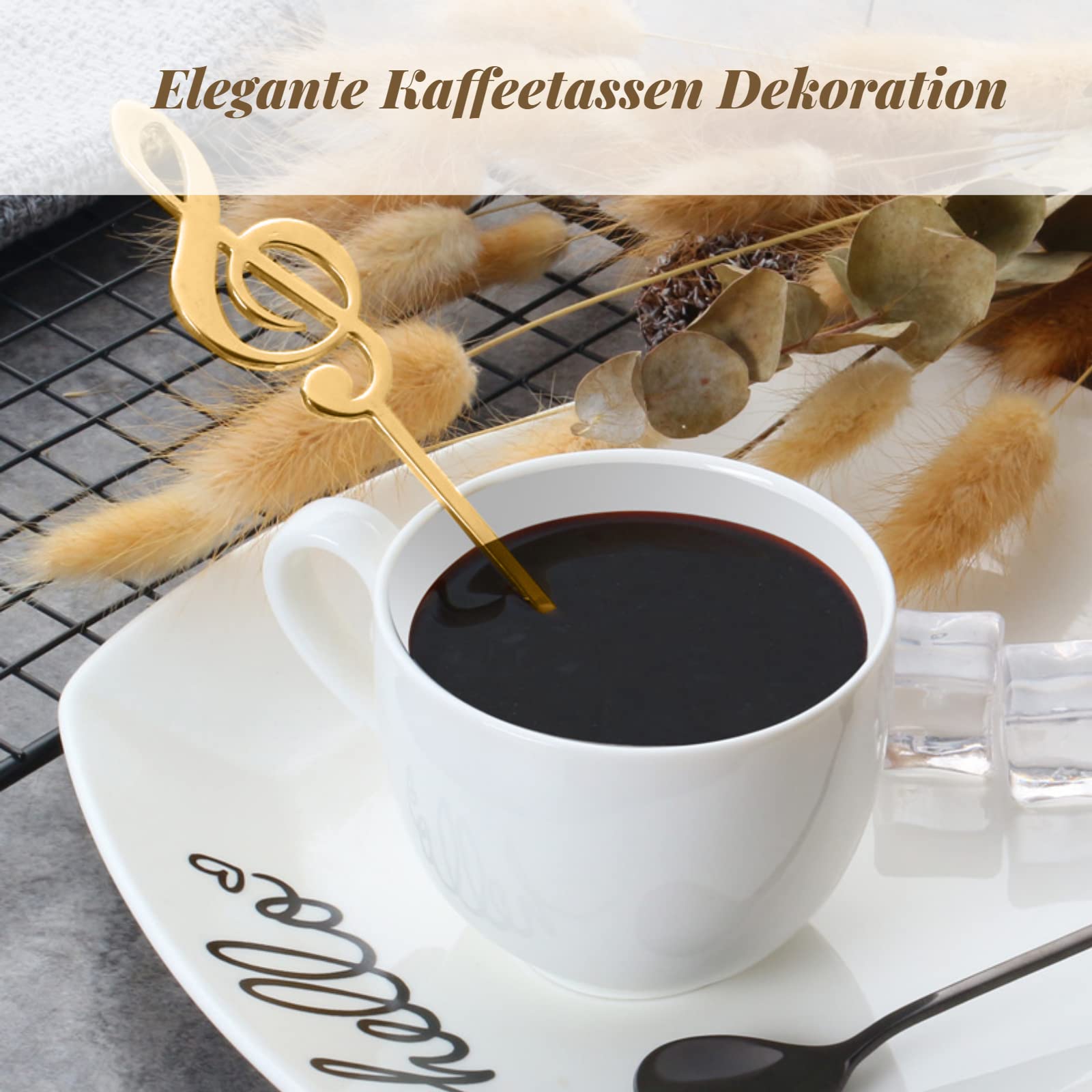 JUSTDOLIFE 4 Cuillères à Dessert Note De Musique - Acier Inoxydable 304 - Décoration Maison