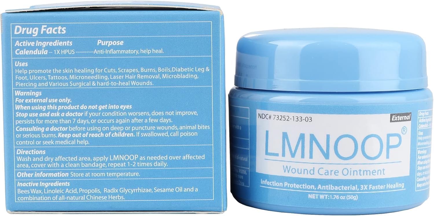 LMNOOP® Wound Healing Ointment for Chronic Care, Bedsores, Skin Ulcers & Cellulitis - Fast Pain Relief, Anti-Infection & Anti-inflammatory Cream for Burns, Sores, Surgical Injuries, Cuts or Blisters