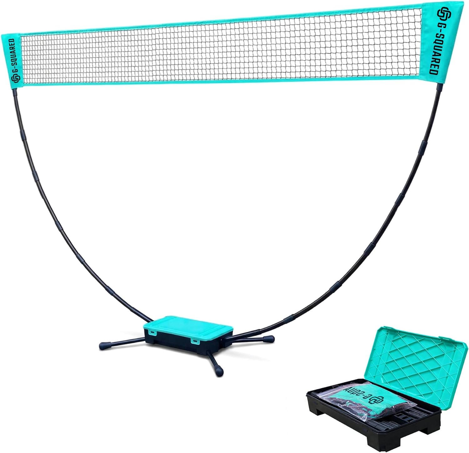 Portable Badminton Net Kit for Backyard – 60-Second Tool-Free Setup, Freestanding 5FT Net, 1.98 lbs, Built-in Storage Box, Kids & Family Outdoor Games – Beach, Park, Driveway, Indoor (Blue)