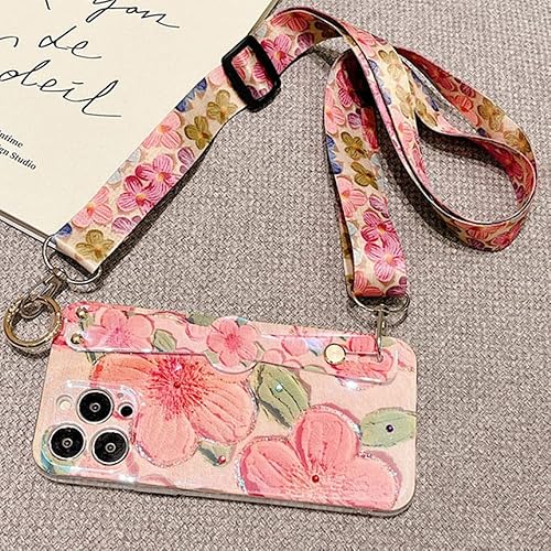 LMEIL Funda con correa de muñeca con diseño de flores y diamantes para Samsung Galaxy S22 Ultra S21FE S20FE A73 A53 A52 A33 A32 5G A23 A22 A13 A12, LMEIL Funda con correa de muñeca con diseño de flores y diamantes para Samsung Galaxy S22 Ultra S21FE S20FE A73 A53 A52 A33 A32 5G A23 A22 A13 A12,