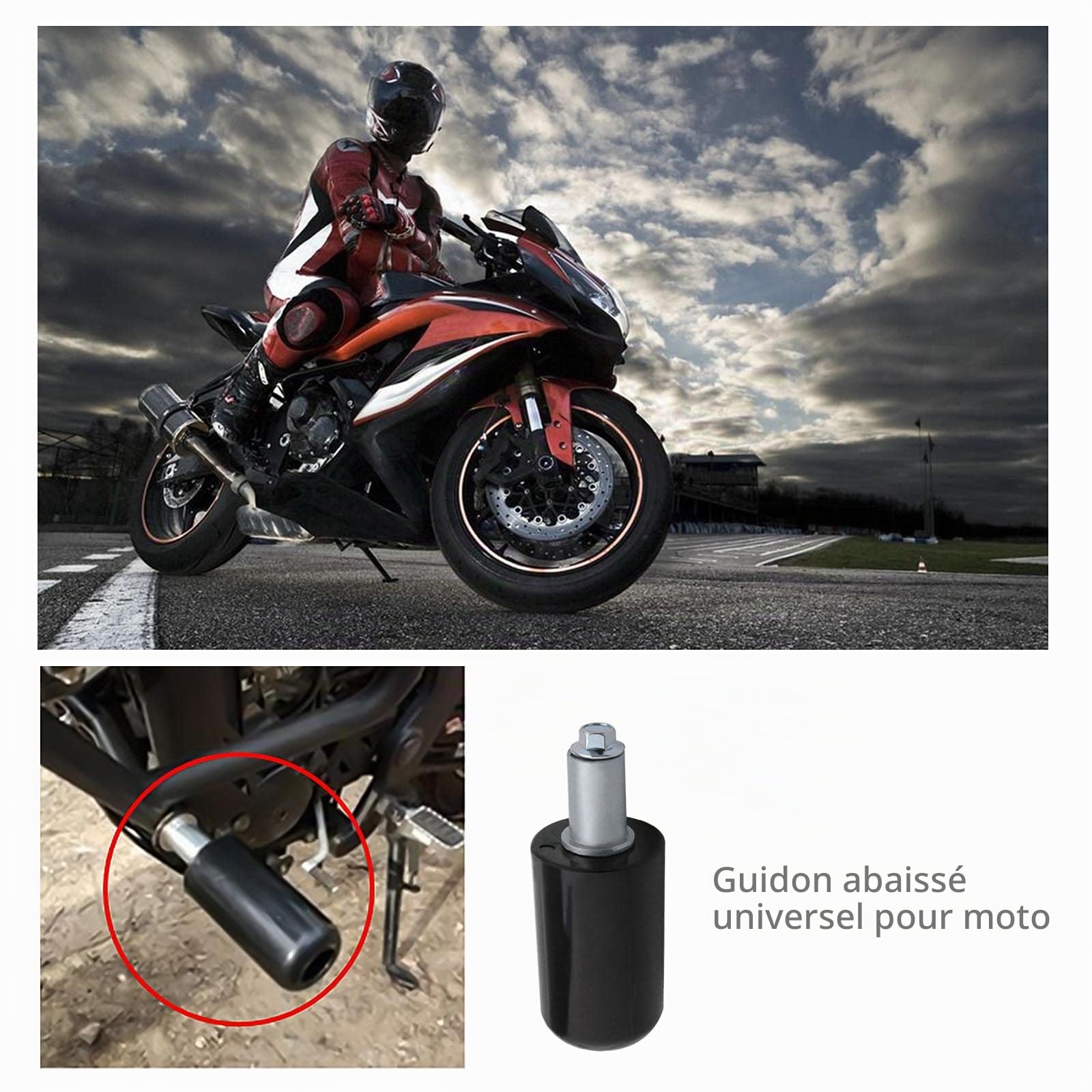 OTOTEC Lot de 2 paires de glissières de cadre de moto de 10 mm - Protection anti-chute - Compatible avec Yamaha, Honda, Suzuki