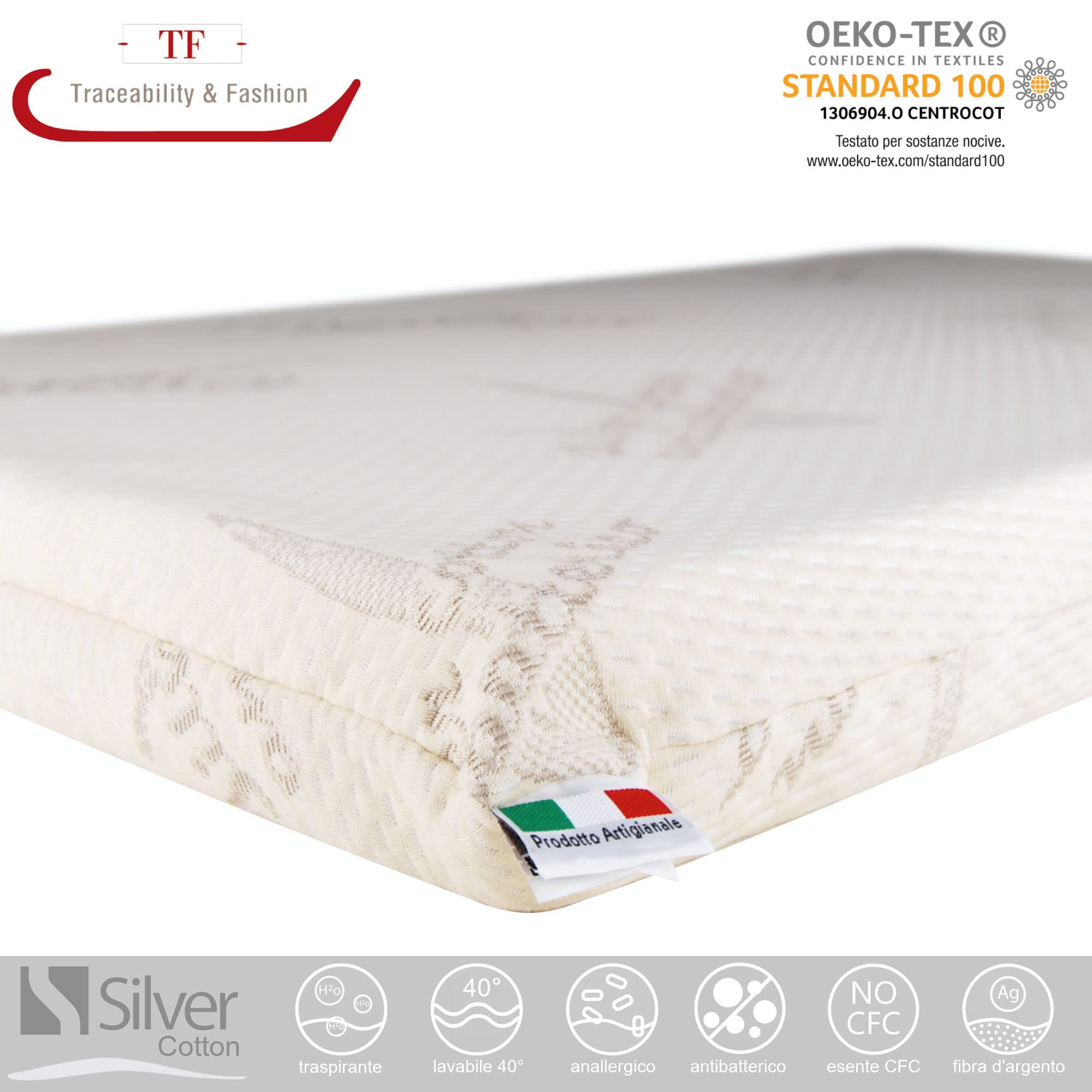 Materasso Bambino 50x100 Cm In Fibra Di Bambù - Antibatterico, Doppia Faccia Estate/Inverno, Produzione Francese