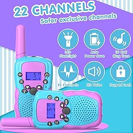 Selieve Toys for 3-14 Year Old Children\'s, Walkie Talkies for Kids 22 Channels 2 Way Radio Toy with Backlit LCD Flashlight, 3 Miles Range for Outside, Camping, Hiking Purple