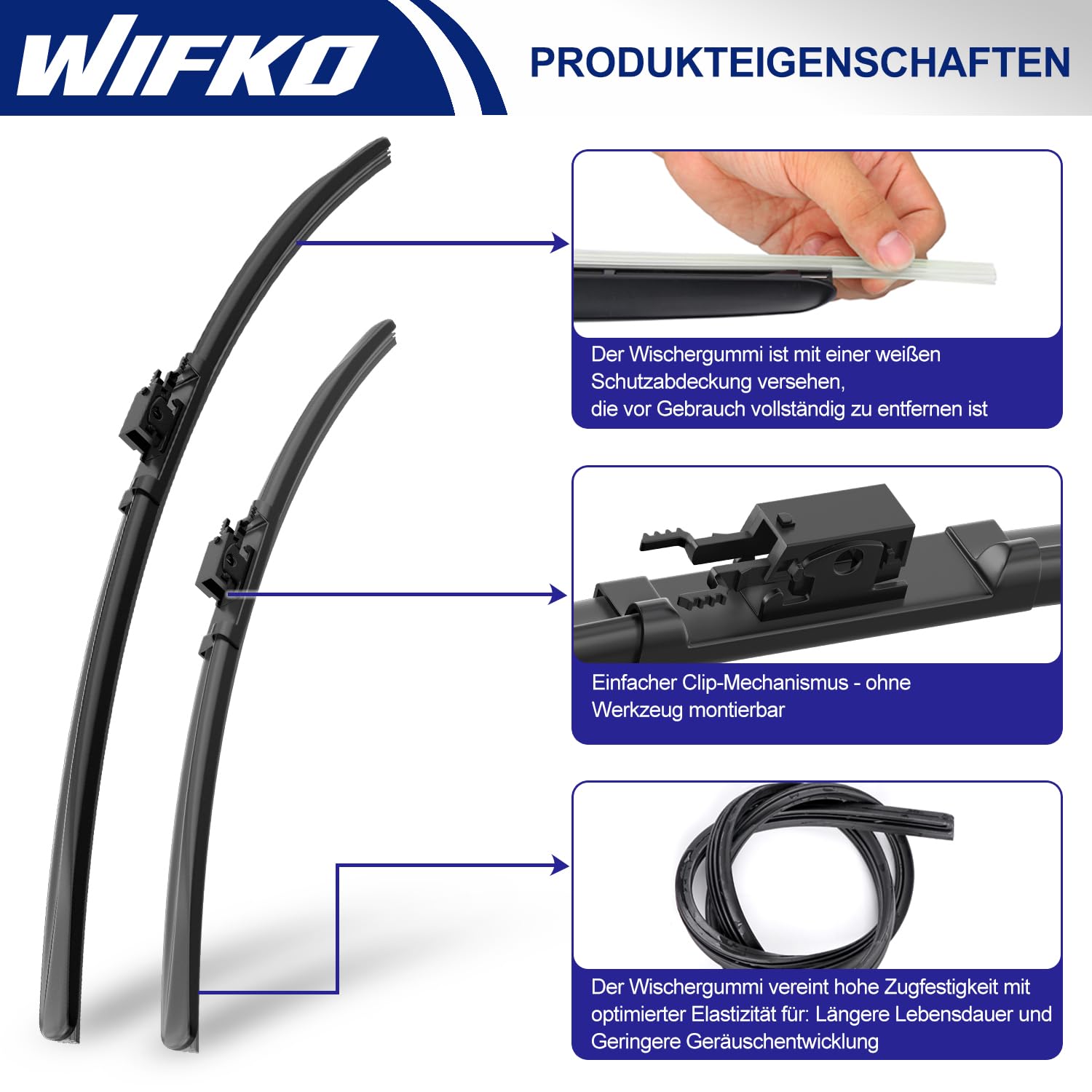 Scheibenwischer Set für Mercedes Benz V-Class W447 2014-2025 Vorne & Hinten | 2 Front + 1 Heck, Vordere Flachbalken-Wischer, Auto Scheibenwischer Frontscheibe und Heckwischer, Direkte Montage