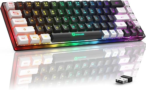 Miniatura 4 de GEODMAER Teclado para juegos 65 inalámbrico teclado retroiluminado recargable mini teclado inalámbrico ultracompacto para computadora PC laptop Mac