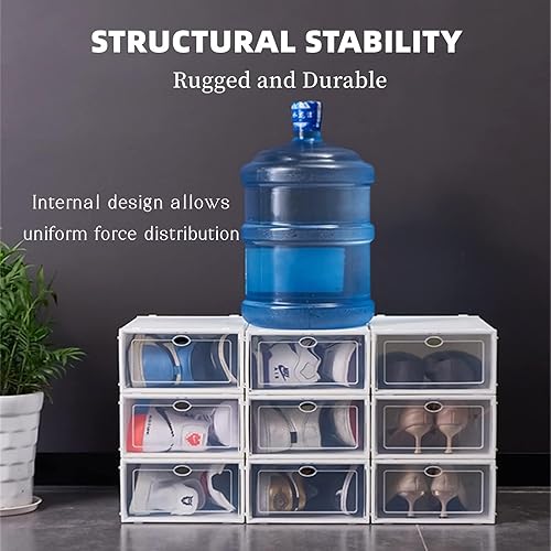 Miniatura 6 de 20 cajas de almacenamiento de zapatos plegables de plástico transparente para el hogar, organizador de zapatos apilable, organizador de zapatos de