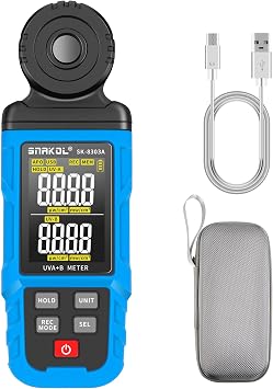 UV Radiation Tester UVA/UVB SK-8303A Data Storage, USB Communication/Charging, Time Stamp Recording A Tool for Testing UV Protection Effect of Sunglasses and Car Glass