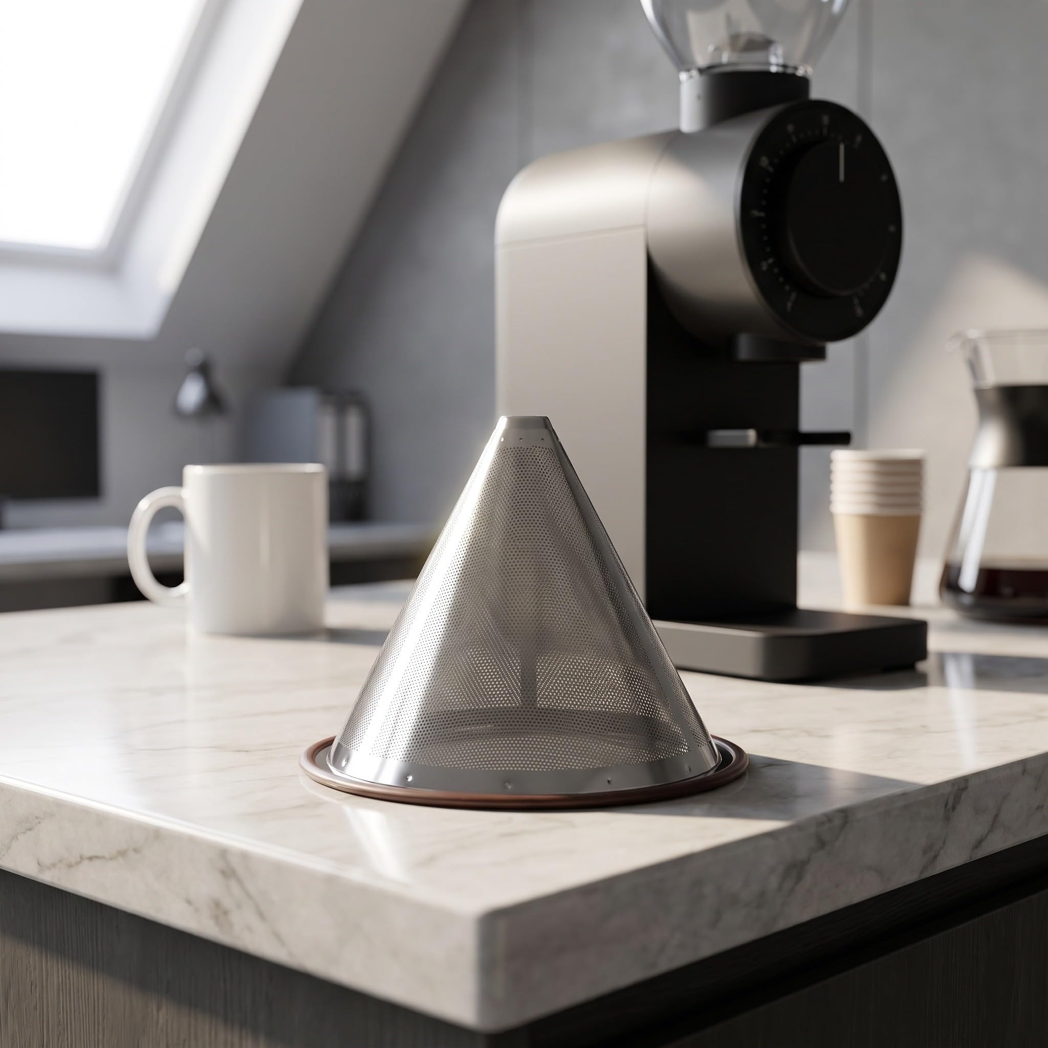 2 filtri per caffè a goccia, cono a rete a doppio strato, senza | Design riutilizzabile, filtro per caffè in acciaio inossidabile per casa o viaggi, resistente alla ruggine, non necessita di