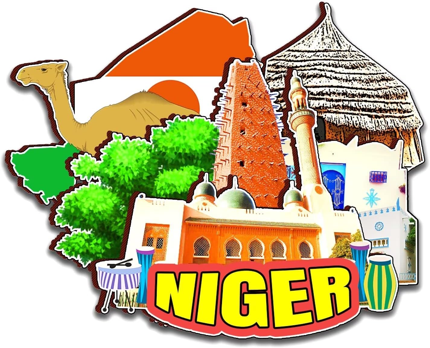 Niger Africa Magnet Fridge Magnet Wooden 3D Landmarks Travel Collectible Souvenirs Decoration Handmade