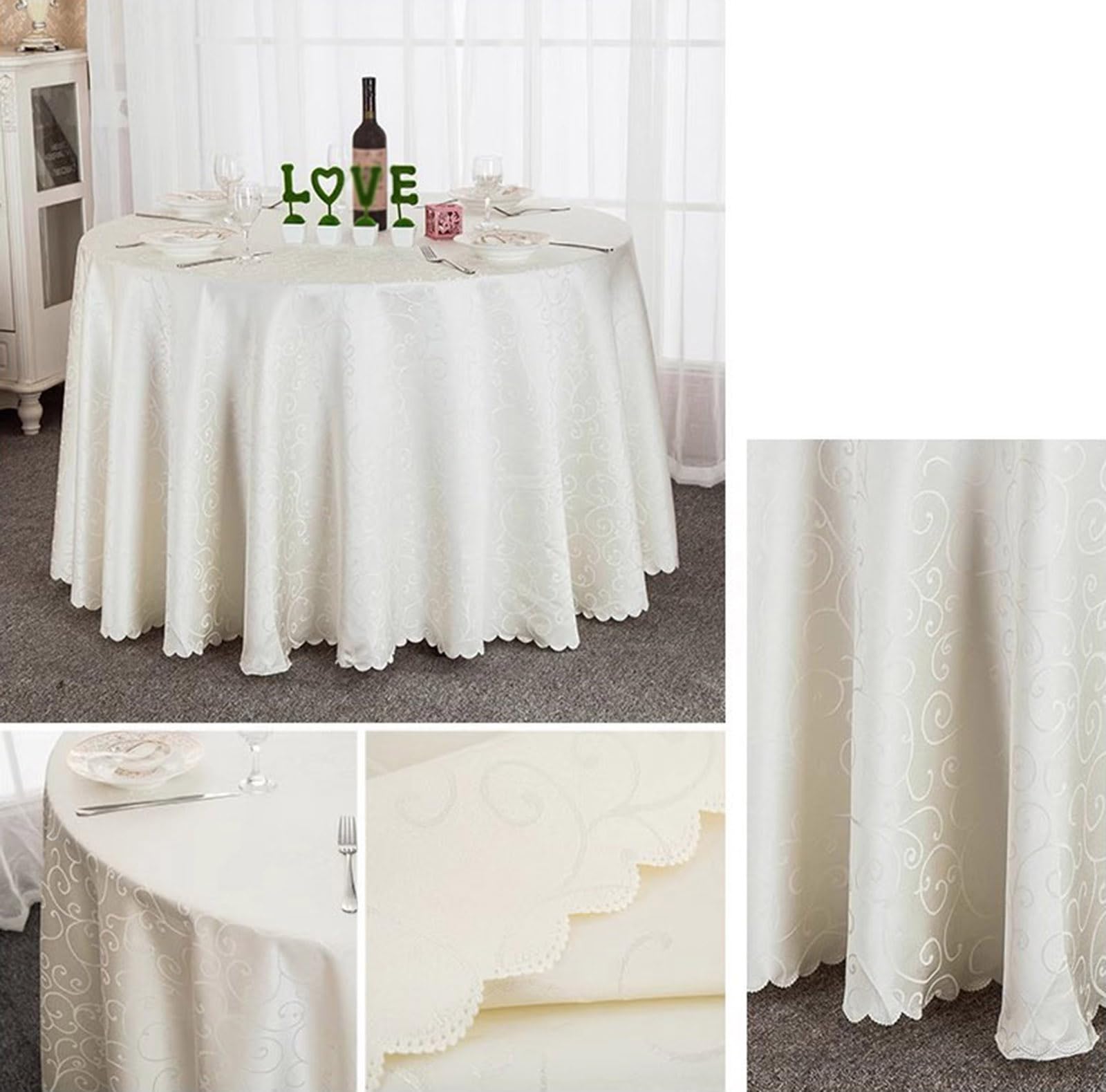 Poliéster Mantel Redondo Diámetro 160cm-320cm Hoteles Restaurantes Eventos y Fiestas Mantels Beige Diámetro 200cm