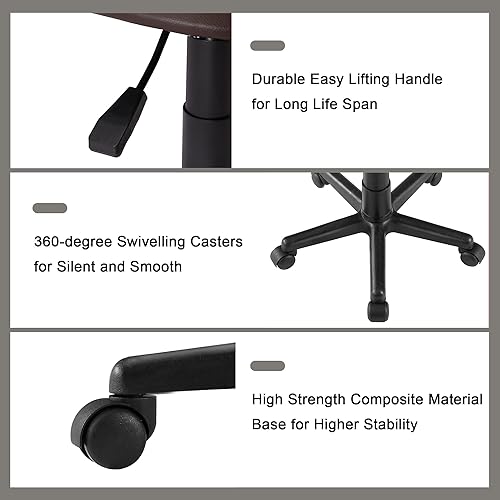 Miniatura 6 de VECELO Taburete giratorio de altura ajustable para salón, pequeña silla de spa con respaldo para dibujartatuajeoficinamasajefacial médico, negro