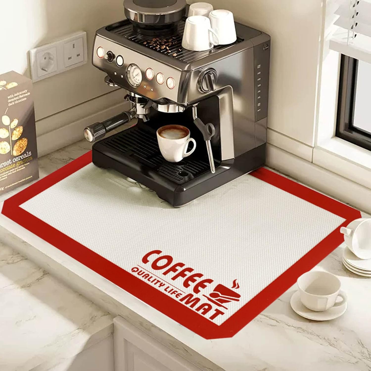 Coffee Mat Hide Stain Absorbent Rubber, Quick Drying Mat