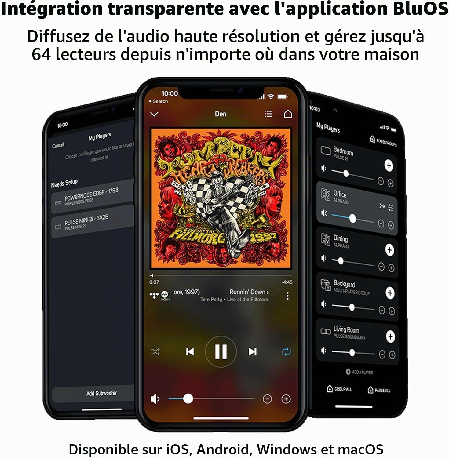Bluesound Powernode (2025) – Amplificateur de Streaming Musical sans Fil Multi-pièces Haute résolution 100 W x 2 stéréo / 80 W x 3 LCR (8 Ohms) – Noir
