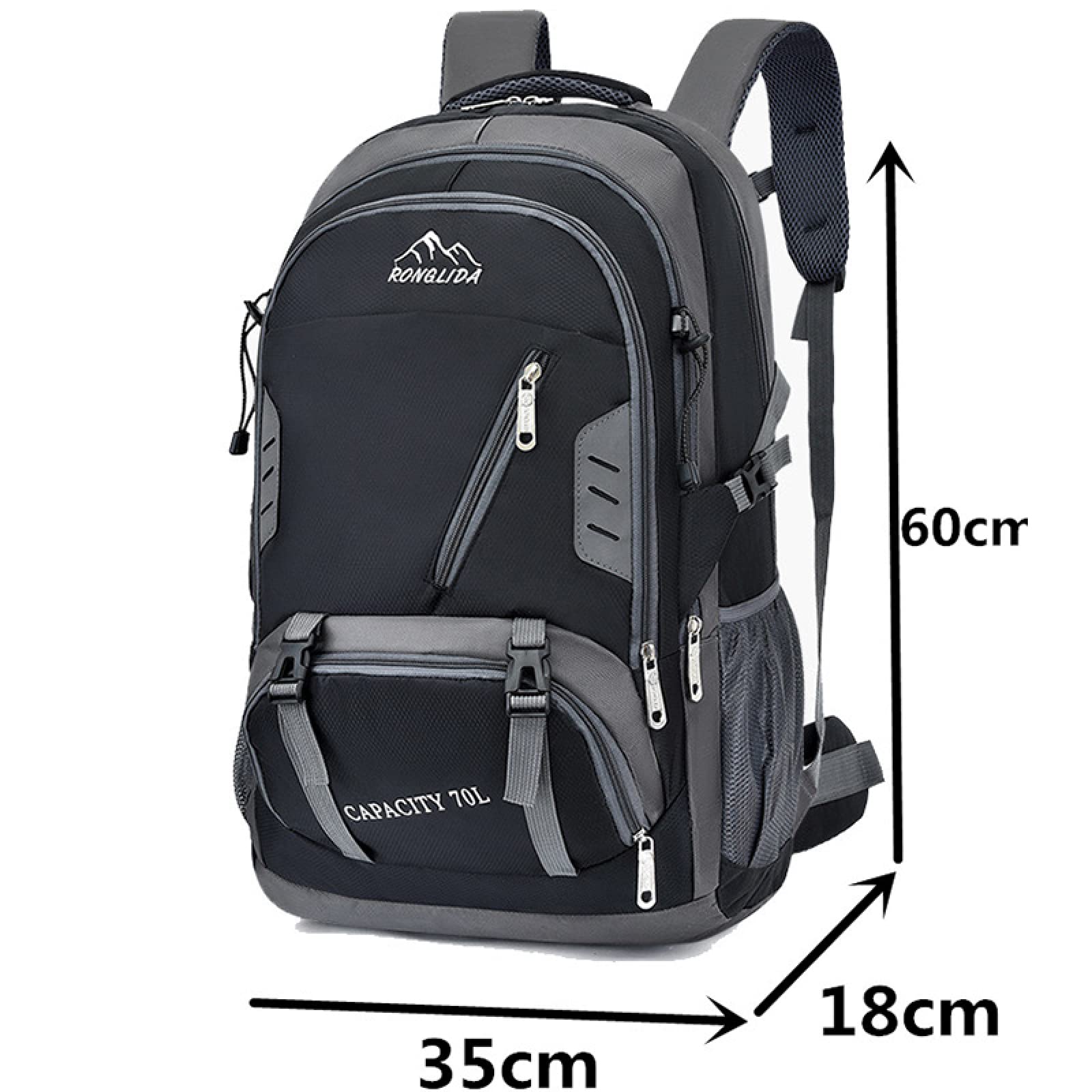Zaino da viaggio unisex 70L Zaino da viaggio sportivo Borsa da viaggio all'aperto Escursionismo Zaino in nylon Alpinismo Zaino da campeggio