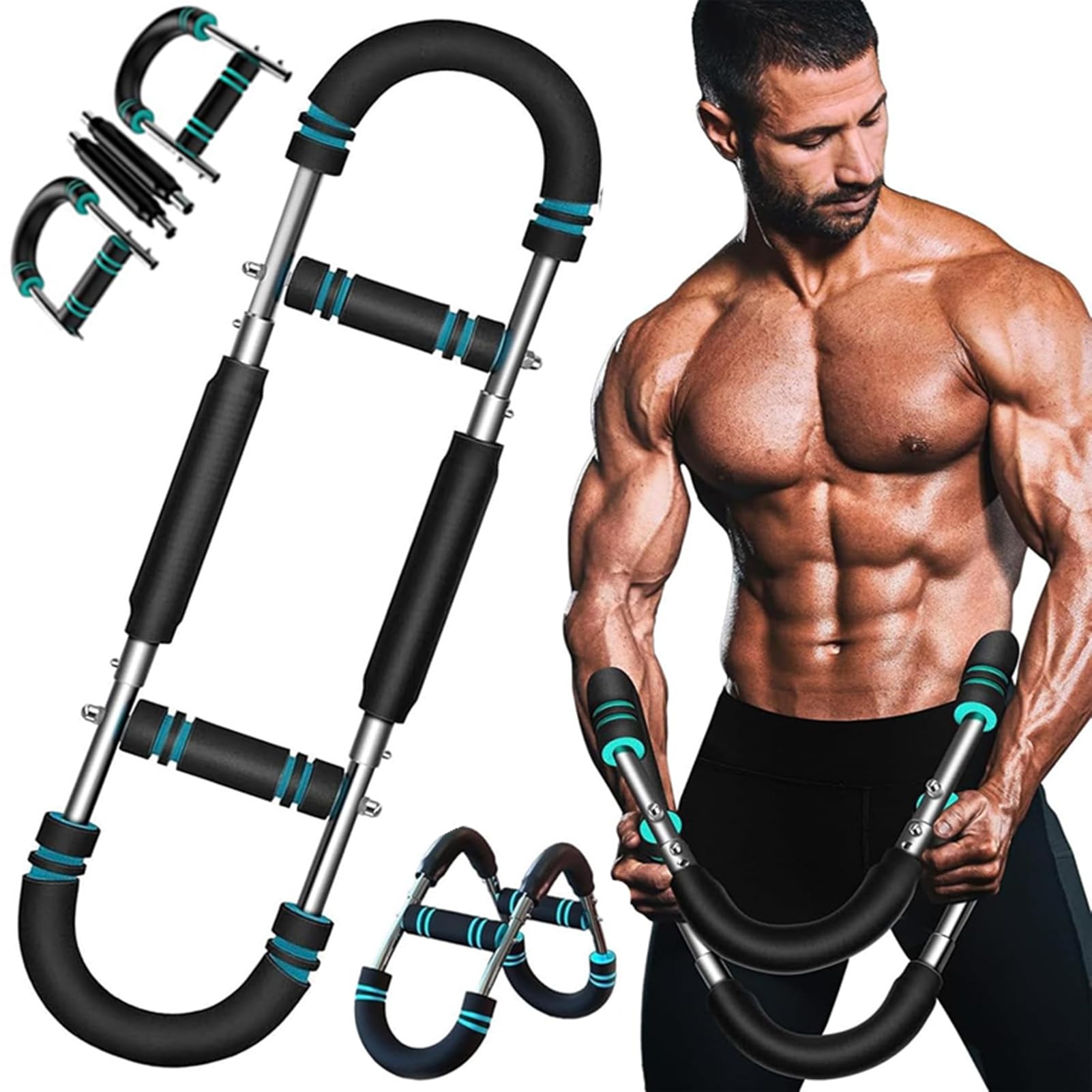 Shaker Twister Arm Trainer - Exerciseur de bras en forme de U - Extenseur de poitrine réglable - Entraîneur de cuisses - Équipement de fitness - Forme le corps parfait pour les hommes