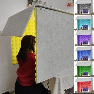 Microphone Isolation Booth Box, Portable Recording Booth Box For Studio, Home Office Soundproof Cover, Vocal Absorbing Box, Desktop Recording Vocal Booth For Home Office(Size:80x80x80CM,Color:Rojo)