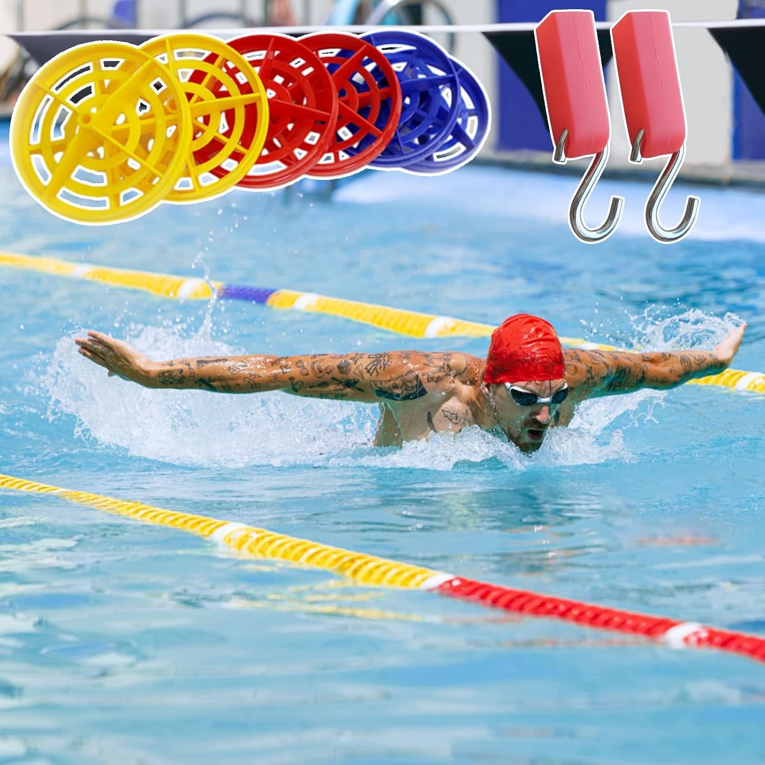 Swimming Pool Safety Divider Float Line, UV Protection Pool Separation Line with Floats ＆ Hooks, Commercial Swimming Competition Divider Line