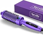 Terviiix 1.77 Pince à baguette de curling de pouce Céramique Double MCH Brosse chauffante de curling Tourmaline Ionic 2 en 1 Brosse chaude, affichage numérique 9 Températures Curling Fer Double Tension pour cheveux longs