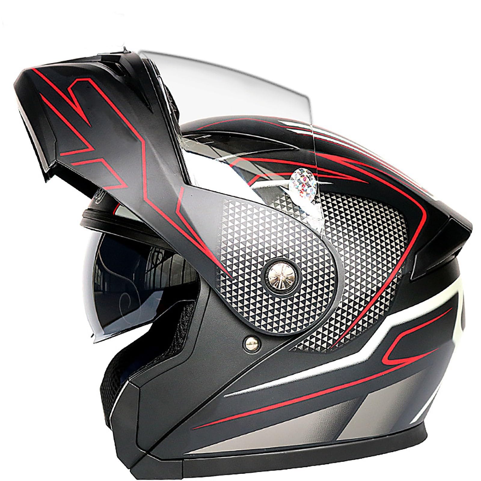 Casco Integrale modulare Moto con Doppia Visiera e Prese d'Aria Multiple, Casco da Moto Flip-up omologato DOT/ECE per Uomo e Donna, Casco Moto,ciclomotore e Scooter E,L(59-60cm)